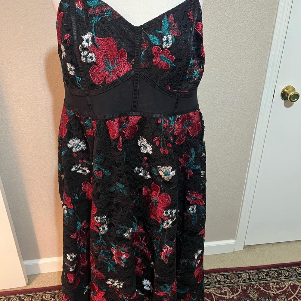 Torrid formal black and red floral dress